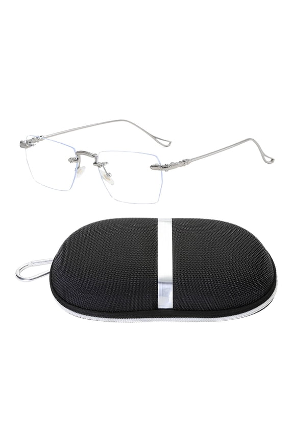 Game Eyeglasses Spectacle Frame Square Blue Light Blocking Flat Lens Clear with Silver