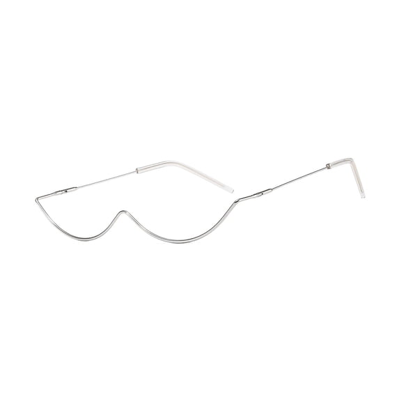 Wswqop Half Frame Glasses Eyeglasses Frames No Lens Metal Half Frame Semi Rimless Decor Silver Frames
