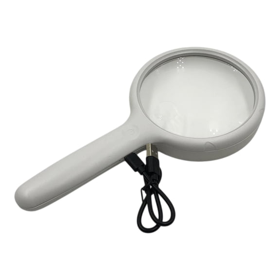 Wswqop Handheld Magnifying Glass Adjustable Brightness 108mm Acrylic Lens Rechargeable