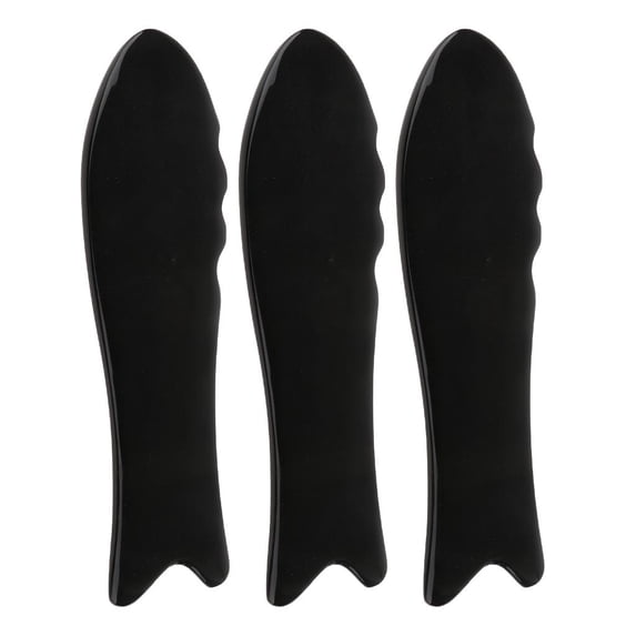 Wswqop Lots 3 Fish Shape SPA Back Legs Skincare Lifting Massage Gua Sha Board Black