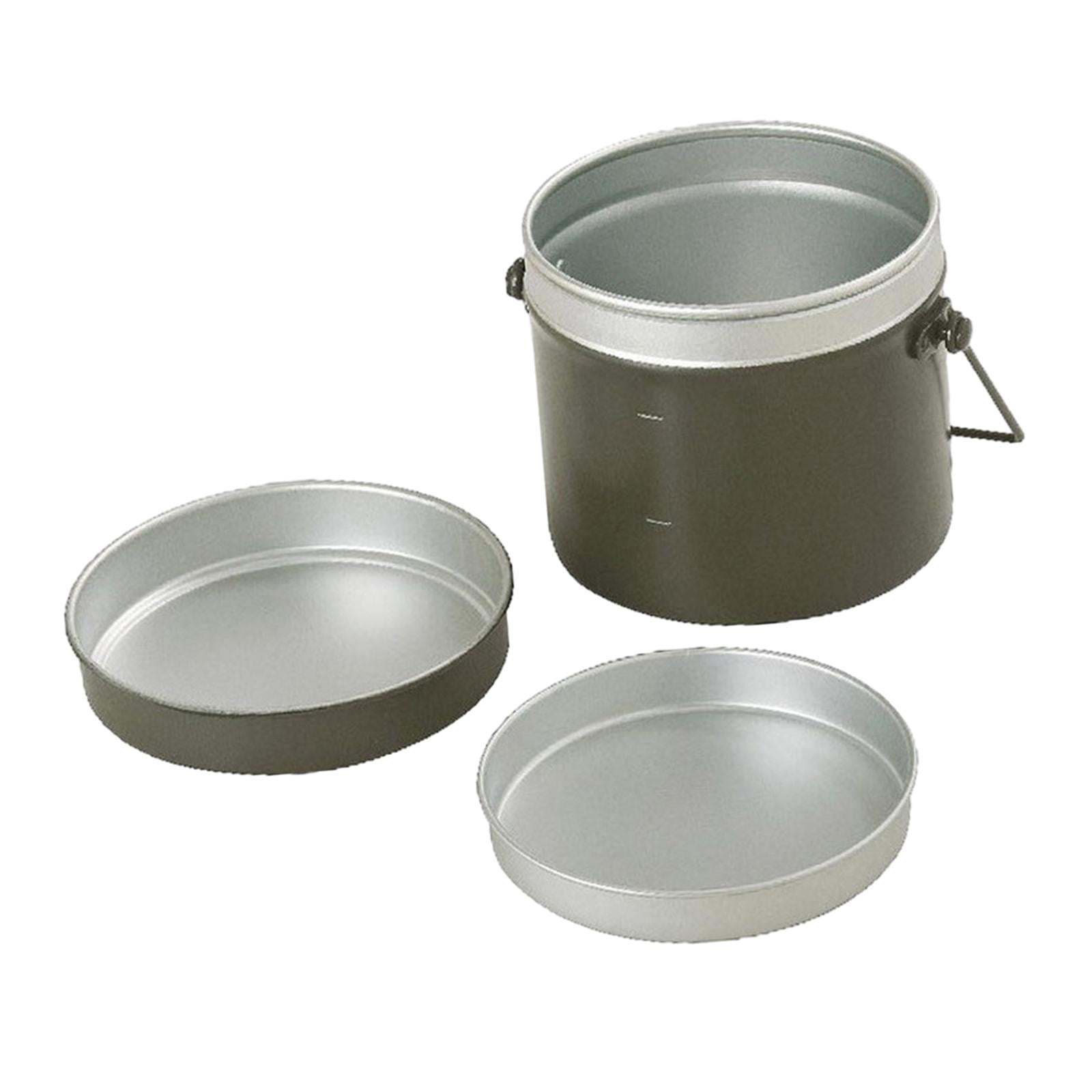 Wswqop Lunch Box Cookware Leakproof Cooking Utensils Pot and Tray Metal Bento Box Lunch Round