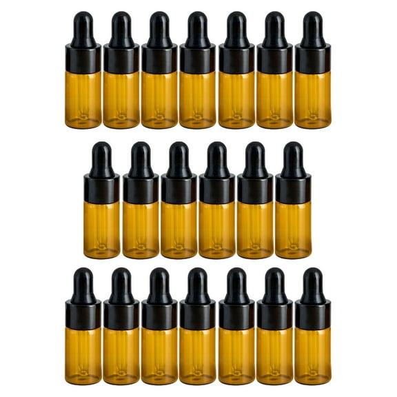 Wswqop Mini Dropper Bottles, with Glass Eye Dropper Refillable Empty Essential Oil Black 3ml