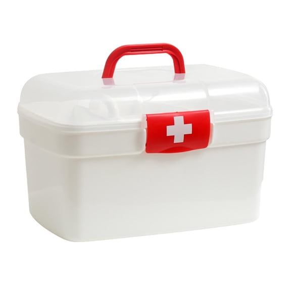 Wswqop Multifunctional First Aid Medical Box Container Detachable Tray Portable Household Multi Layer Organizer for Sewing Arts Crafts Car Hiking , 7.87inchx5.12inchx5.51inch