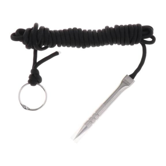 Wswqop Paracord Fishing Stringer Cord Versatile Stainless Steel Professional Split Ring Black