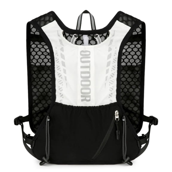 Wswqop Running Hydration Vest Breathable Hydration Vest Backpack Adjustable for Cycling Black White