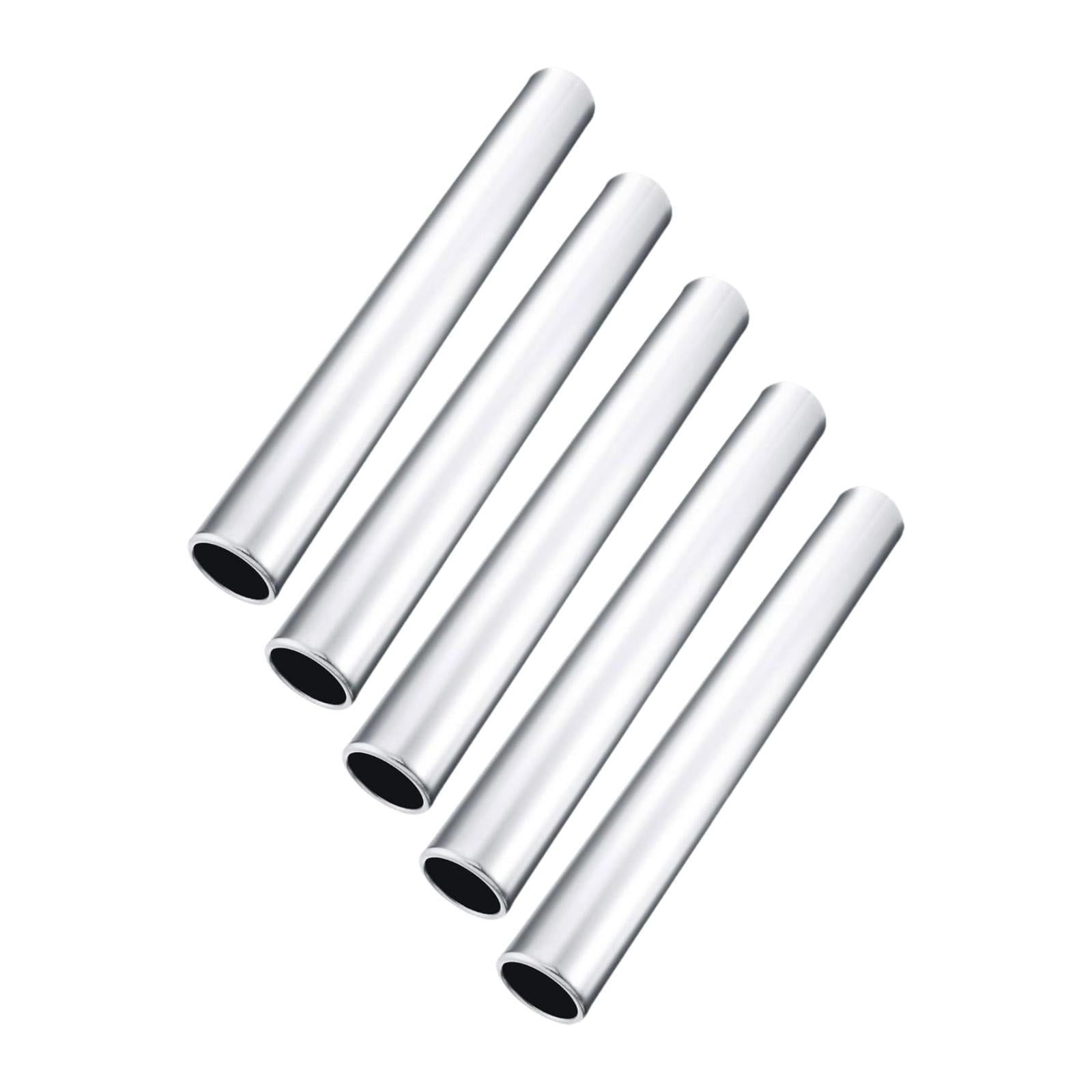 Wswqop Set of 5 Relay for Track And Field Events, 11.42" Running Sticks for Outdoor Use Silver