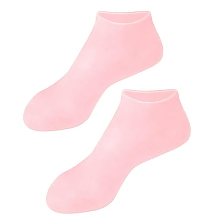 Wswqop Silicone Socks for Dry Skin Moisturizing Foot Care Toe Socks Heel Protection, Rough Foot Care Protector for Men and Women Pink L