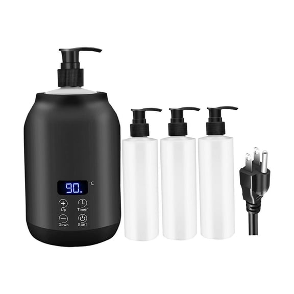 Wswqop Single Bottle Massage Oil Heater Oil Bottle Warmer Small LED Screen Multipurpose black