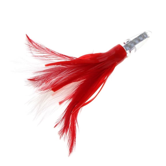 Wswqop Soft Squid Artificial Fishing Simulation Squid Feather Skirt for Tuna, Marlin, Red White