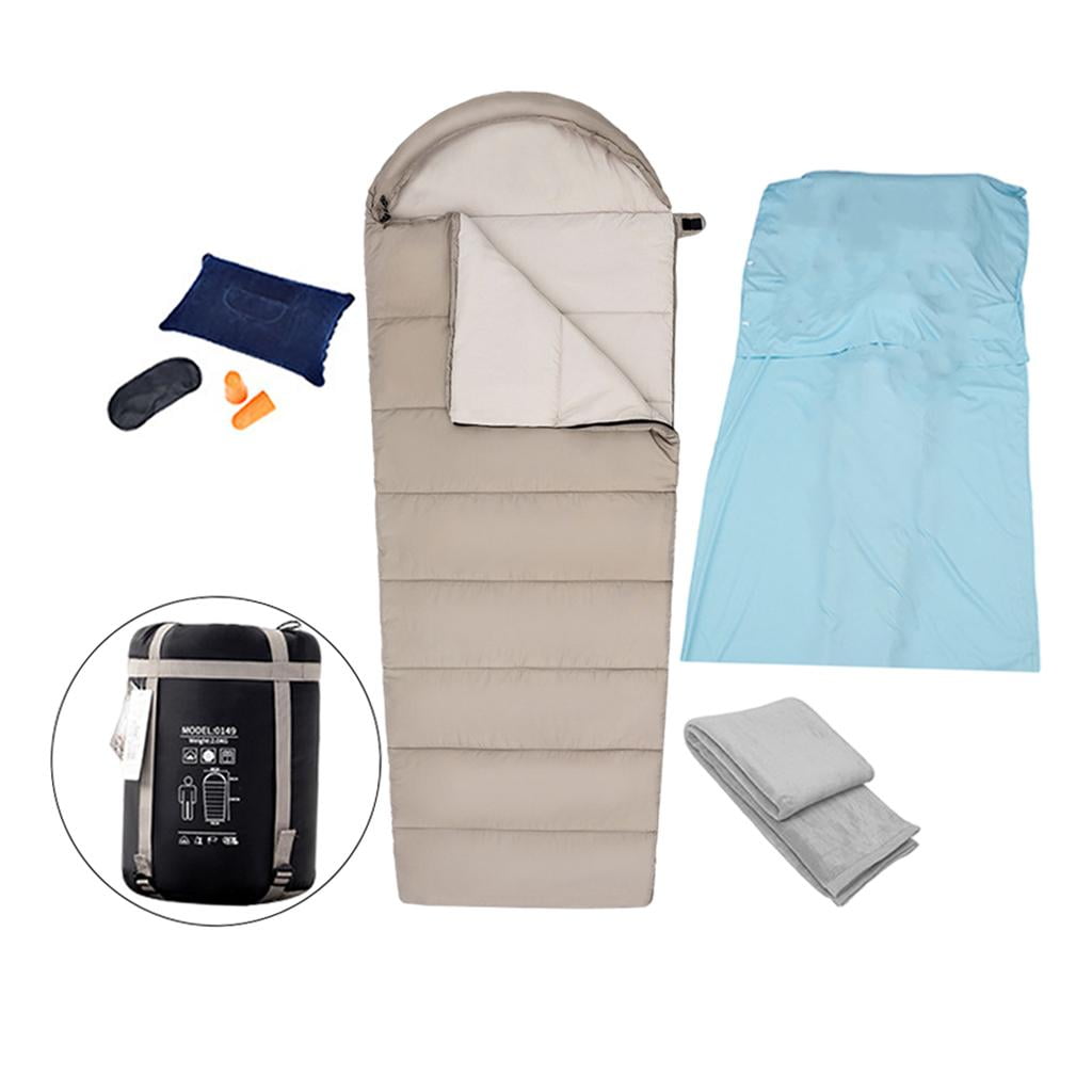 Wswqop Thermal Sleeping Bag Camping Hiking Travel Sleep Bag 1.6kg Gray Upgraded