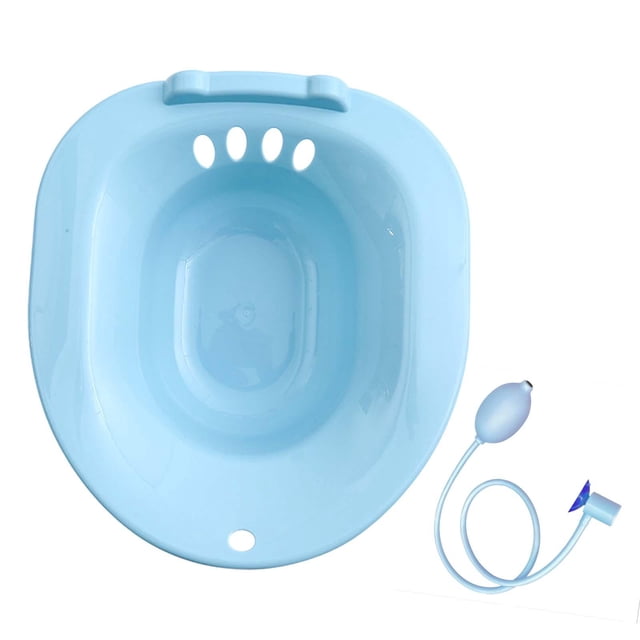 Wswqop Toilet Seat Sink Woman Sits Bath Deep Bowl Universal Bidet Hip Bath Avoid Squats blue