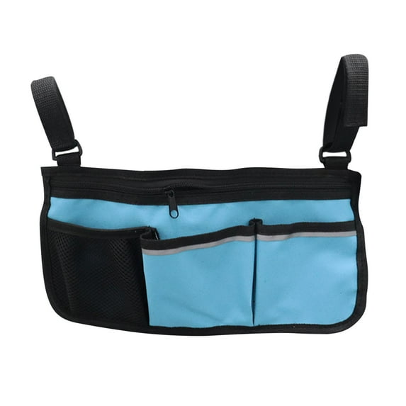 Wswqop Walker Side Bag Walker Pouch Bag, Oxford Cloth Portable with Cup Holder, Hanging blue