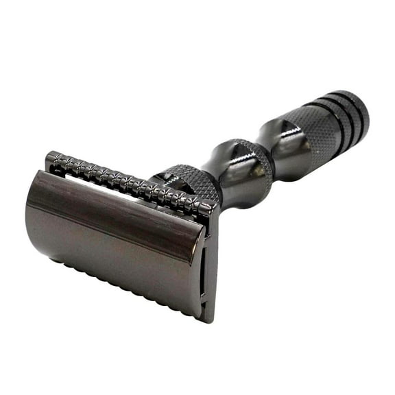 Wswqop Zin Alloy Men Double Edge Razor Beard Grooming Tool Black
