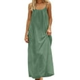 thumbnail image 1 of Wsysadlol Under $20 Summer Dresses for Women Casual Sleeveless Spaghetti Strap Maxi Dress Solid Color Loose Open Back House Robe Fashion Long Homewear Dress For Ladies, 1 of 8
