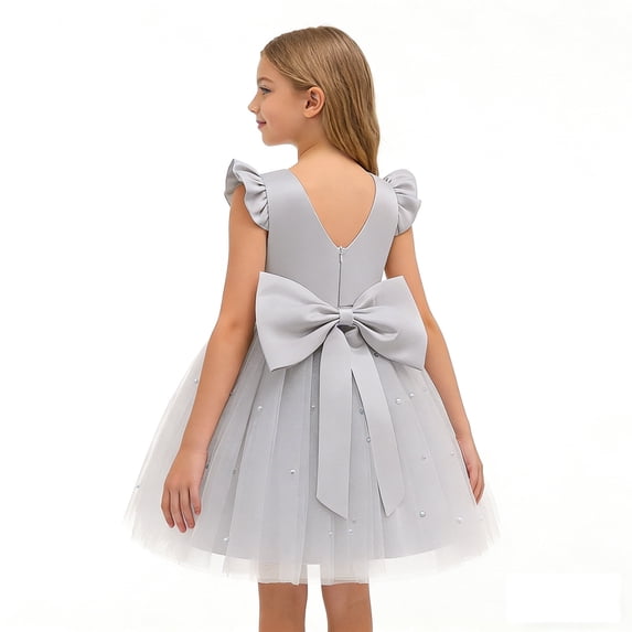 Wsysadlol Girls Dress Ruffle Short Sleeve Fluffy Summer Party Tulle Dress for Kids Girls Dresses