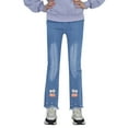 thumbnail image 1 of Wsysadlol Girls Elastic Waist Denim Flared Wide Leg Pants Spring Autumn Casual Loose Jeans Fashion Trousers Orange, 1 of 7
