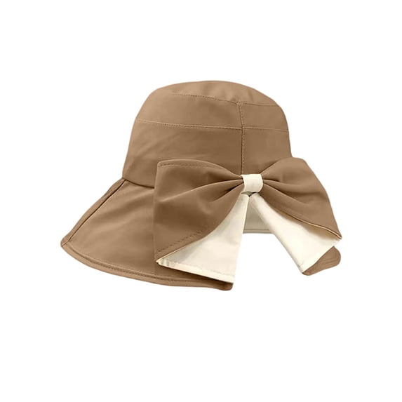Wsysadlol Skull Cap Women Wide Brim UPF Protection Beach Sun Hat Elegant Bow Decor Foldable Summer Cap Lightweight UV Resistant Outdoor Travel Sun Hat