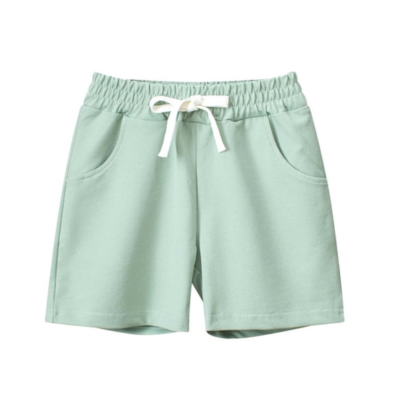 Wsysadlol Solid Color Mid Length Kids Shorts Stretch Waist Tie Design With Breathable Mesh Panels Lightweight Summer Casual Bottoms Green