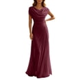 thumbnail image 1 of Wsysadlol Summer Dress Women Elegant Summer Solid Knit Maxi Dress Pleated Neckline Slim Fit Long Dress For Formal Occasions & Evening Party, 1 of 6