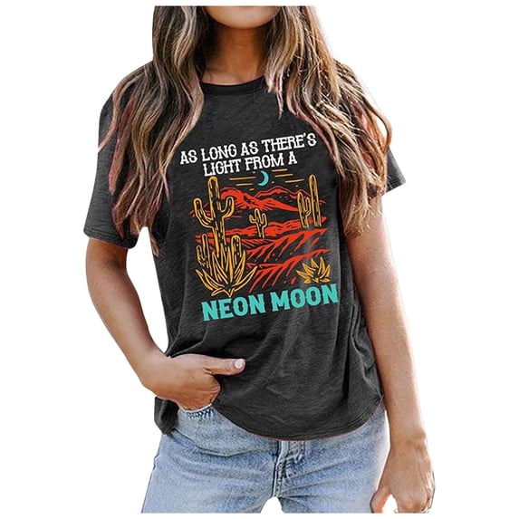 Wsysadlol Women's Cowgirl Vintage T-Shirt Oversized Western Graphic Print Music Country Tees Casual Fashion Short Sleeve Tops