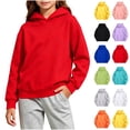 thumbnail image 1 of Wsyxszg Hoodies for Girls Casual Solid Hooded Long Sleeve Pullover Kids Trendy Loose Fit Daily Sweatshirts 2-14T, 1 of 10