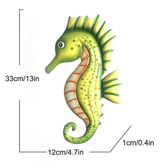 WtZbdo Metal Seahorse with Coral Wall Decor Indoor Art Sculpture Hanging Glass Decorations for Home Garden Bedroom