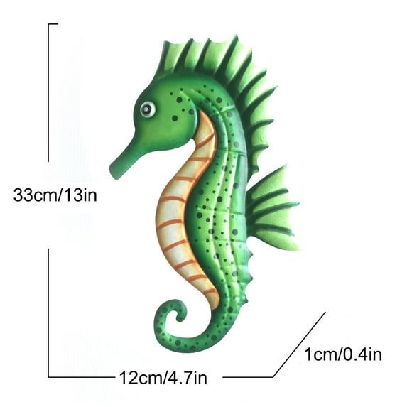 WtZbdo Metal Seahorse with Coral Wall Decor Indoor Art Sculpture Hanging Glass Decorations for Home Garden Bedroom