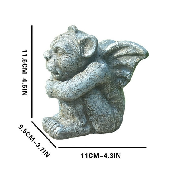 WtZbdo Toonshare Gargoyle Statue, Small Gargoyle Garden Statues Outdoor, Sitting with Hands on Knees Ghost Stone Statue, Gothic Garden Guardian Sculpture for Indoor Outdoor