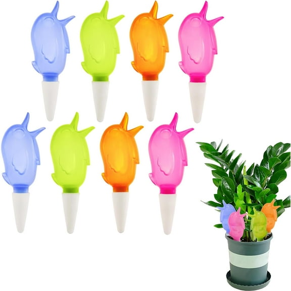 Wthefk 8PCS Self Watering Spikes, Automatic Water Dripper for Plants, Plant Watering Globes, Watering Stakes Plant Watering Devices for Plant Roots Indoor Outdoor, Bird Shape