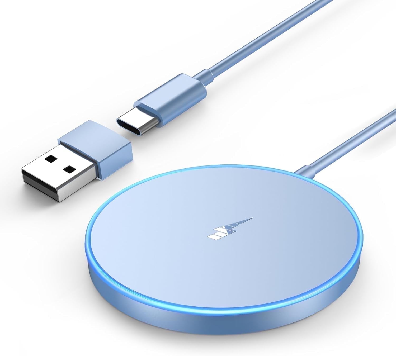 Wtuhu Magnetic Wireless Charger 15W Fast Mag-Safe Charging Pad for iPhone 17/ 16/15 /14/13/12 Series AirPods 3/2/Pro/Pro 2, Blue