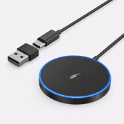 Magnetic Wireless Charger Fast Charging Pad, Compatible with iPhone 17/16/15/14/13/12 Series, AirPods 3/2/Pro/Pro 2, Dual Ports, LED, Black