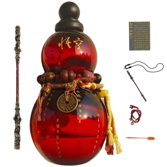 Wu Gourd Water Bottle, 34oz Chinese Red Retro-Inspired Clear Tritan Bottle With Strap, Reusable Drinking Gourd for Decorating
