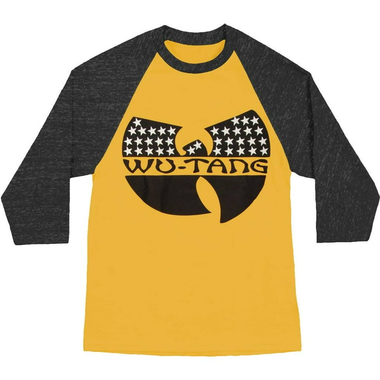 Wu Tang Clan Men s Patriotic Logo Baseball Jersey Yellow Black