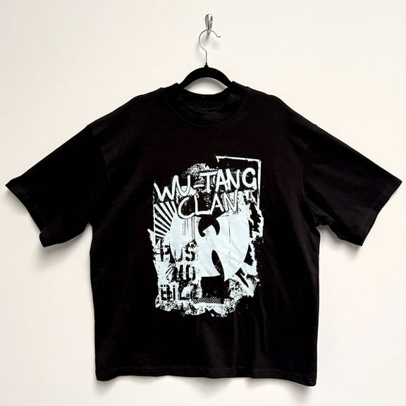 Wu-Tang Clan Unisex Oversized Boxy T-Shirt Graffiti (Black) (Large)
