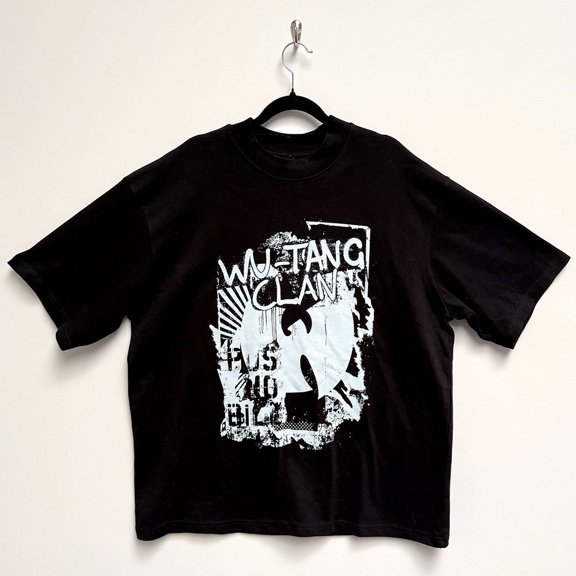 Wu-Tang Clan Unisex Oversized Boxy T-Shirt Graffiti (Black) (X-Large)