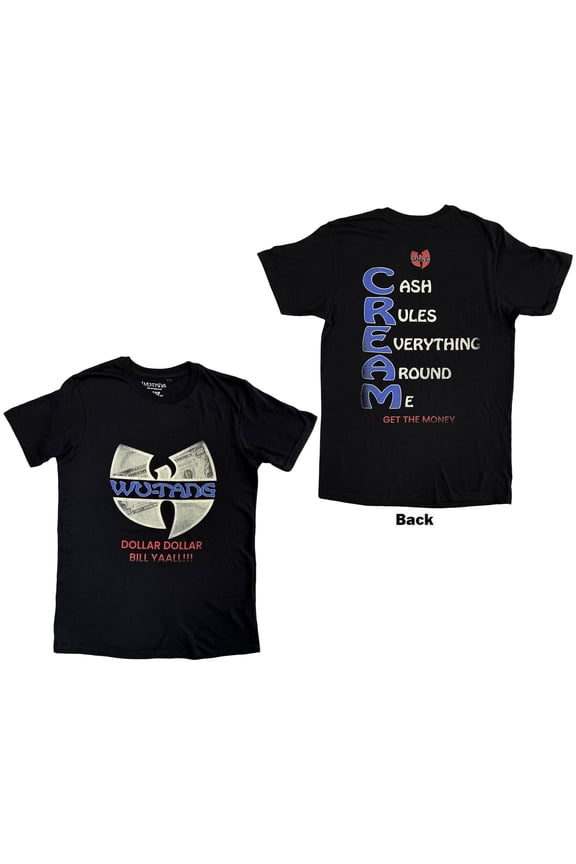 Wu-Tang Clan Unisex T-Shirt: C.R.E.A.M. (Black) (Back Print)