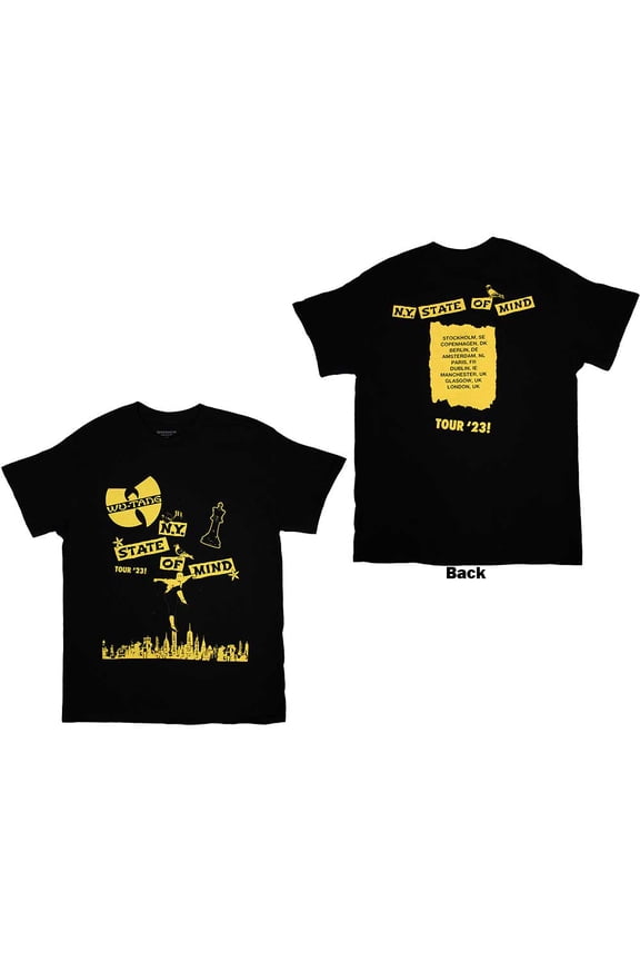 Wu-Tang Clan Unisex T-Shirt: Tour '23 NY State Of Mind (Back Print & Ex-Tour)