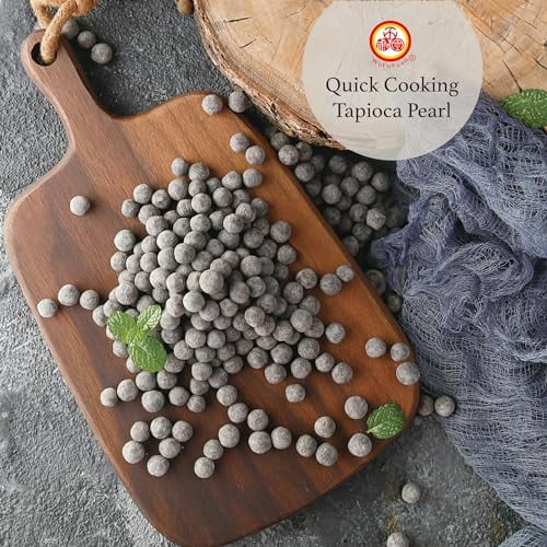 WuFuYuan Boba Tapioca Pearl, Black Sugar Flavor, Ready in 5 Minutes, 8.