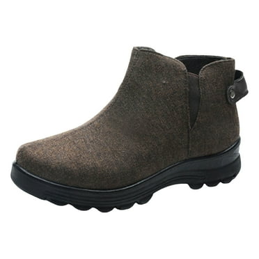 WuKongZK Elegant Boots Women's Platform Mini Boots No Slip Boot Velvet Fleece Lined Sneakers Home Boot Outdoor Fashionable Casual Women's Warm Velvet Short Round Toe Slip On Snow Boots