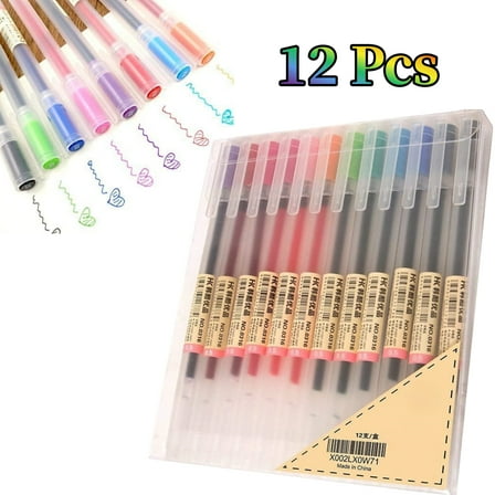 WuPing 0.5mm Fine Point Gel Ink Pen Colored Ink Pens for Office Stationery Supply 12 Pack