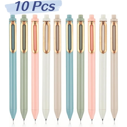 WuPing 10 Pcs Gel Pens, Retractable 0.5mm Fine Point Black Ink Rolling Ball Gel Pen, Smooth Writing Office Supplies