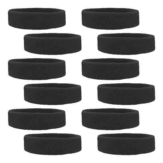 WuPing 12-Pack Sweat-Wicking Cotton Sports Headbands Terry Cloth Material Quick-Dry Moisture-Wicking Basketball-Specific Headbands