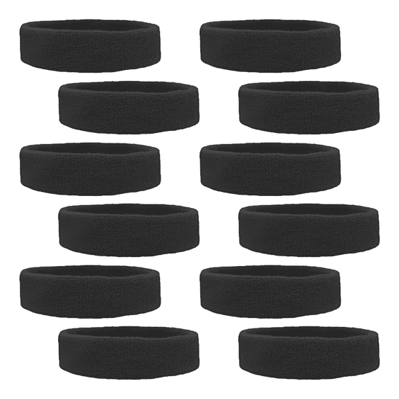 WuPing 12-Pack Sweat-Wicking Cotton Sports Headbands Terry Cloth Material Quick-Dry Moisture-Wicking Basketball-Specific Headbands