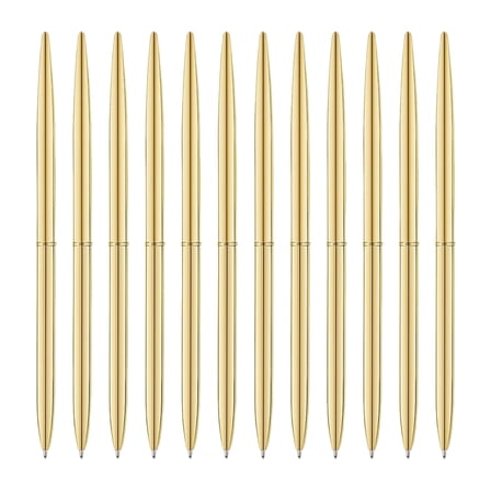 WuPing 12 Pcs Ballpoint Pens 1.0mm Black Ink Metal Retractable Pens for Wedding Business Office (Silver, Gold)
