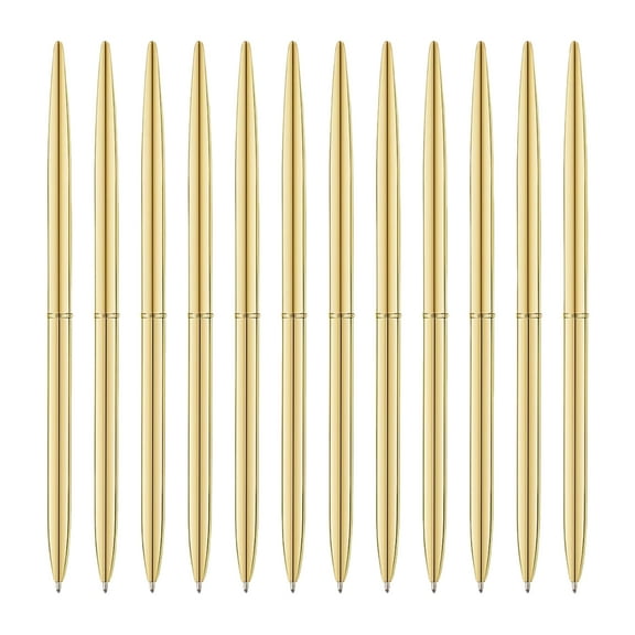 WuPing 12 Pcs Ballpoint Pens 1.0mm Black Ink Metal Retractable Pens for Wedding Business Office (Silver, Gold)