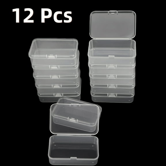 WuPing 12 Pcs Mini Plastic Storage Boxes with Lid, 3.3×2.4 Inches Clear Rectangle Box for Collecting Small Items, Beads