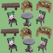WuPing 12 Pcs Resin Miniature Garden Furnitures, Dollhouse Accessories, Home Micro Landscape