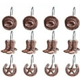thumbnail image 1 of WuPing 12 Pcs Shower Curtain Hooks, Western Cowboy-Style Shower Curtain Hook Ring, Brown, 1 of 7