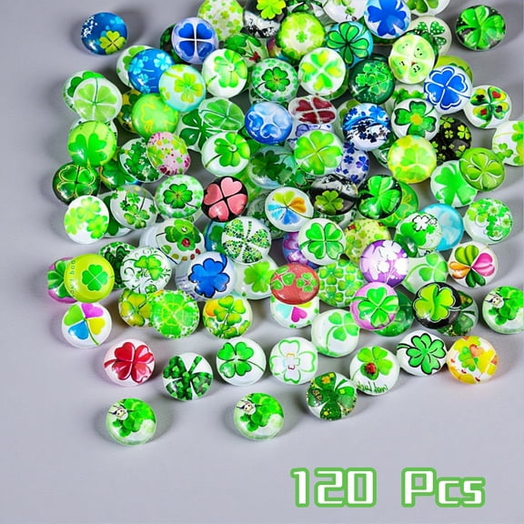 WuPing 120 Pcs Four-Leaf Clover Glass Beads for DIY Handmade Jewelry, 12mm