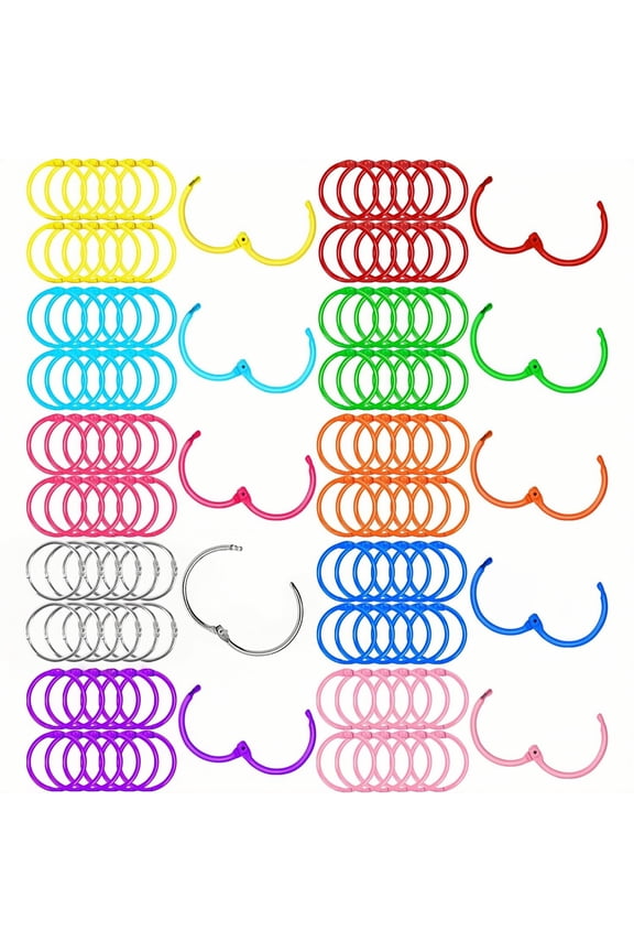 120 Pcs Metallic Loose Leaf Binder Rings 1 Inch Colorful Book Rings, Metal Steel Paper Rings Keychain Key Rings Index Cards Notebook Rings for School Office, 10 Colors